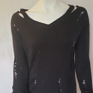 Grunge black shredded sweater